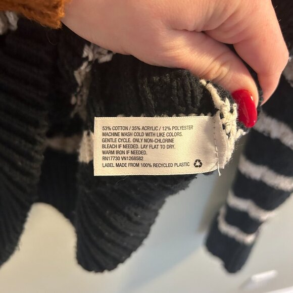La Ligne x Target Quarter Zip Striped Cable Knit Sweater Size XXS Black White - Picture 9 of 11